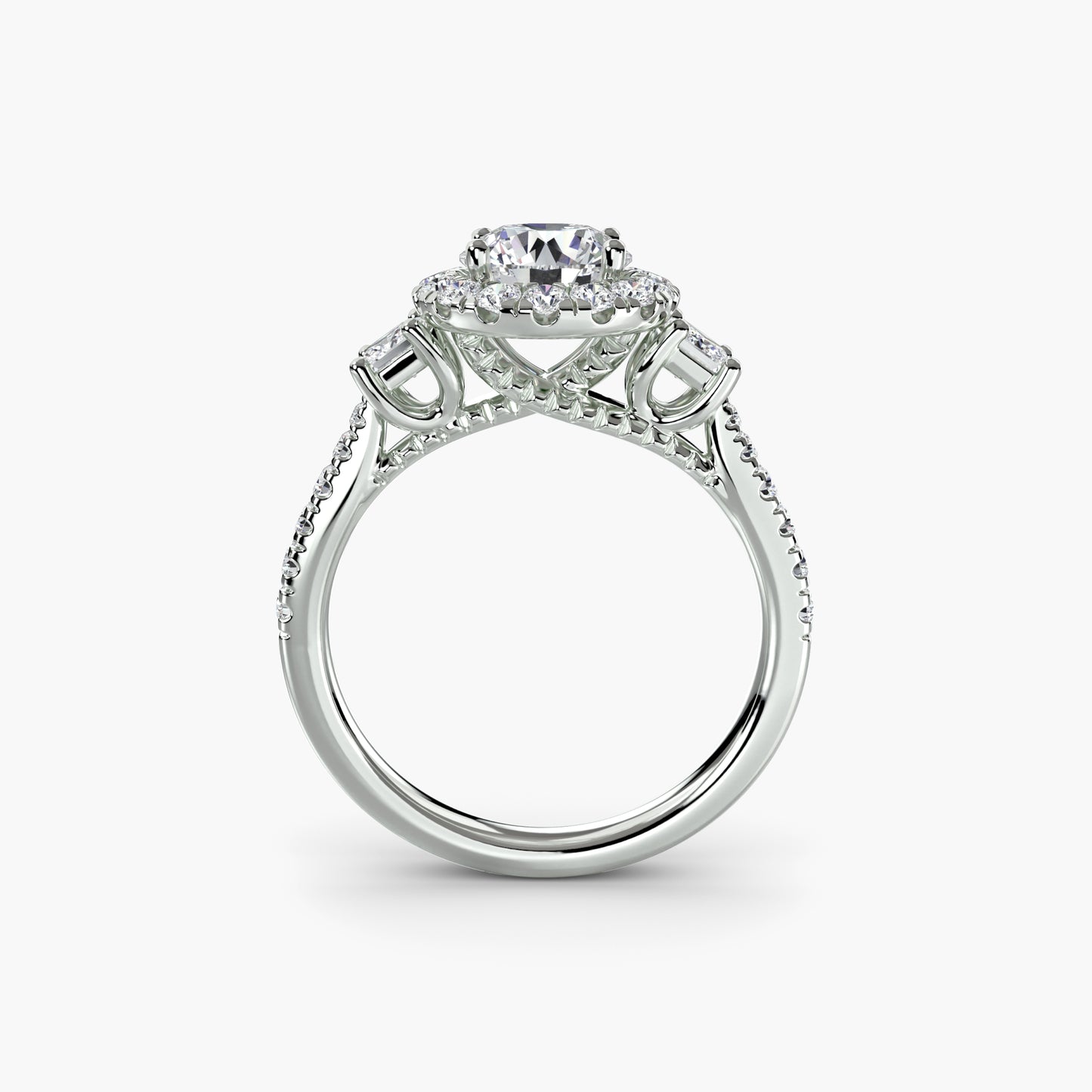 Three-Stone Ring with Halo 2